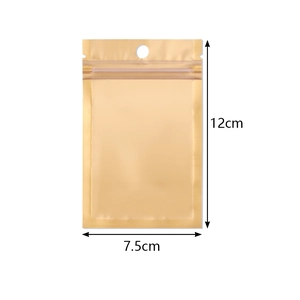 Sachet refermable en aluminium doré avec trou, taille 7,5x12cm pour bijoux