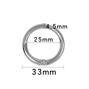 Technische Zeichnung der 33mm silbernen Federring-Schnalle mit präzisen Maßen