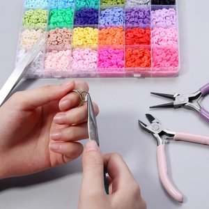 24-kleuren Heishi kralenset met roestvrijstalen tangen voor DIY sieraden maken kits