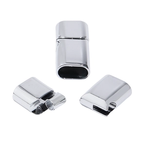 Fermoir magnétique rectangulaire en argent poli pour bracelets en cuir et bijoux DIY