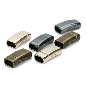 Flat magnetic clasps in silver, black, and bronze for DIY leather bracelet crafting