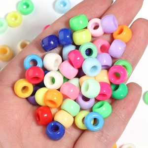 Lot de perles acryliques colorées à gros trous pour bijoux DIY et coiffure artisanale