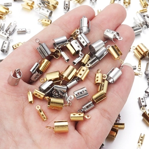 Gold and silver stainless steel end caps with loops for DIY jewelry making and crafts