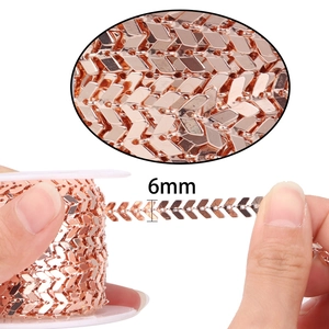 Cadena de flecha chevron de 6mm en cobre oro rosa para creación de joyas DIY y accesorios