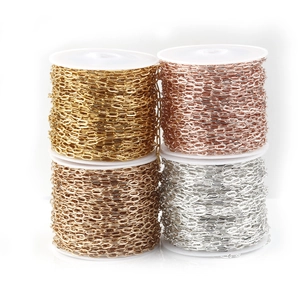 Pure Copper Paperclip Chain For DIY Jewelry Making Electroplated Color Retaining Long Flat Link Necklace Bracelet Supplies