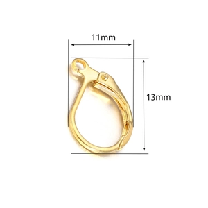 11x13mm gold-plated leverback earring hooks with loop for DIY jewelry making