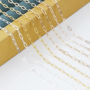 Polished copper paperclip chain in silver, gold and rose gold finishes for DIY jewelry
