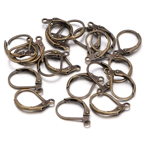 Detail of leverback earring hooks in antique bronze for DIY jewelry making