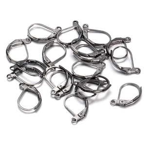 Gunmetal leverback earring hooks with hanging loops for DIY jewelry making