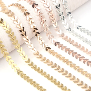 Cadenas de metal de 6mm con patrón de flecha en oro, oro rosa y plata para joyería DIY
