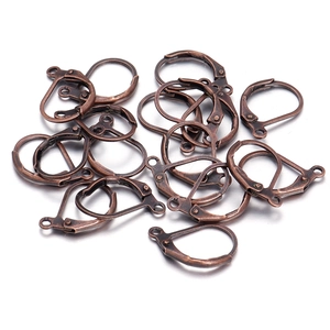 Macro shot of bronze leverback earring hooks for DIY jewelry making and handmade crafts