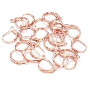 Rose gold lever back earring hooks for DIY jewelry making with small hanging loops