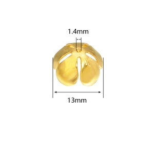 Golden 13mm hollow petal bead cap for DIY jewelry with 1.4mm hole size display