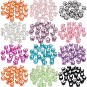Faceted resin large hole beads in twelve colors for DIY jewelry making and bracelets
