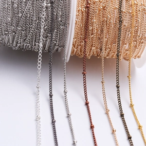 Bulk 1.5mm flat copper bead chains on spools in gold, silver and rose gold colors