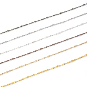 1.5mm flat beaded copper chain in silver, gold and bronze finishes for DIY jewelry making