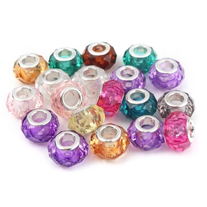 Faceted transparent resin large hole beads in colorful macaron shades for DIY bracelets