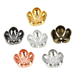 DIY flower petal bead caps set in six metal finishes for jewelry making and bracelets