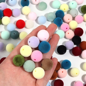 Cuentas de acrílico flocado de 16 mm para joyería DIY y fabricación de pulseras