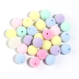 Cuentas acrílicas flocadas de 16mm en colores macaron para bisutería DIY