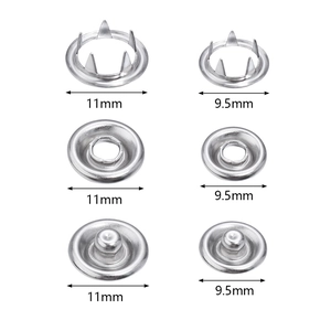 Lot de boutons-pression à griffes en métal argenté, tailles 9,5 mm et 11 mm pour habits