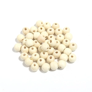Stapel beige esdoornhouten ronde kralen met grote gaten voor doe-het-zelf sieraden