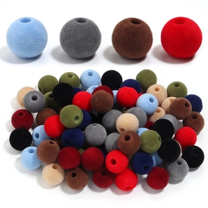 Cuentas Redondas de Acrílico Flocado Terciopelo Peluche Resina Cuentas Espaciadoras para Creación de Joyas DIY Pulsera Collar Artesanías