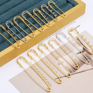 Electroplated Iron Metal Safety Pins With Loops DIY Jewelry Findings Gold Silver Plated Brooch Pins For Hanging Charms Accessory