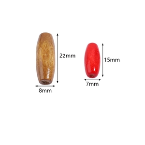Oval maple wood beads in natural and red colors for DIY jewelry making and crafts
