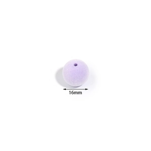 Cuenta de acrílico flocado lila 16mm con textura suave para manualidades de joyas