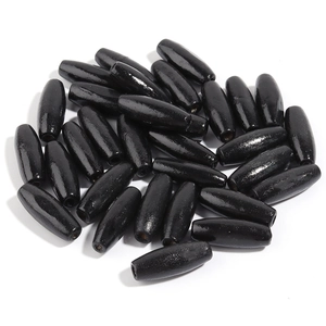 Bulk polished black oval maple wood beads with center holes for DIY jewelry making