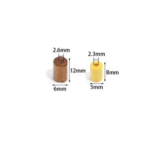 Natural maple wood cylindrical beads in dark brown and light yellow for DIY jewelry making