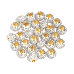 Sparkling crystal paved gold spacer beads for DIY bracelet and jewelry making