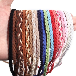 Cordon en daim tressé de 6mm avec tissage à 3 fils colorés pour bijoux DIY et bracelets