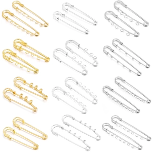 Gold and silver DIY safety pins with multiple loops for handmade jewelry making accessories