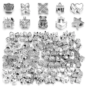 Ensemble de perles et breloques vintage en alliage argenté pour bracelets et bijoux