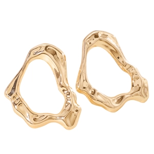Irregular liquid shape gold earrings with minimalist geometric design for women