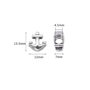 Perle charm ancre en argent antique pour bracelets DIY avec dimensions de 13,5 mm