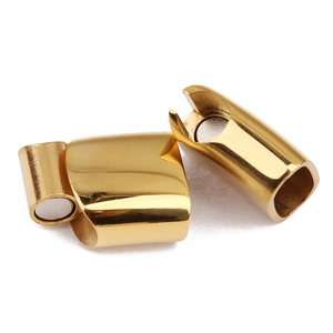 Cierres magnéticos de acero inoxidable dorado para pulseras de cuero y suministros de joyería