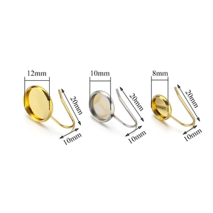 Gold and silver stainless steel bezel earring hooks in 8mm 10mm 12mm sizes for DIY jewelry