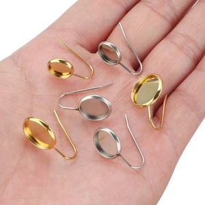 Gold and silver stainless steel ear wire hooks with flat tray for DIY jewelry making