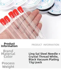 DIY jewelry making kit featuring steel beading needles and crystal elastic string reels