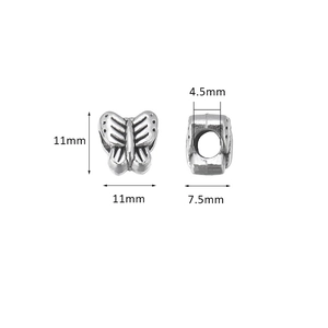 Perle papillon argent antique pour création bijoux DIY avec trou de 4,5mm
