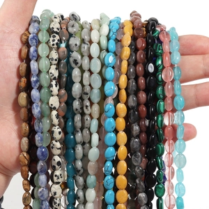 Platte ovale kralen van natuurlijke agaat en kristal voor DIY sieraden maken set