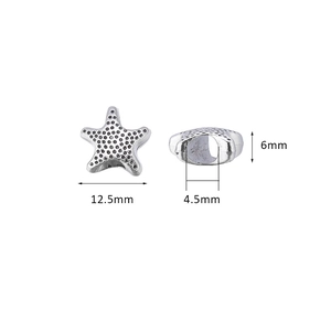 Perles intercalaires étoile de mer en alliage d'argent avec texture à pois pour DIY