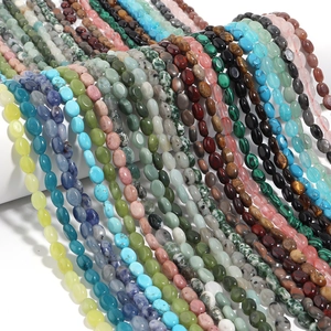 Natuursteen Kralen Plat Ovaal Agaat Jaspis Kwarts Losse Kralen Voor DIY Armband Ketting Maken Gepolijste Stenen Kralen Sieraden Accessoires