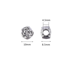 Perle rose vintage en argent pour bijoux 10mm espaceur en alliage pour bracelets DIY