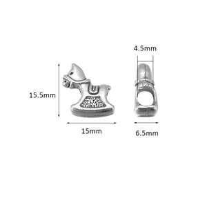 Perles cheval à bascule argent antique pour bijoux DIY avec dimensions 15x15,5 mm