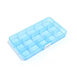 Contenitore blu traslucido a 15 griglie per gioielli e organizzazione fai-da-te