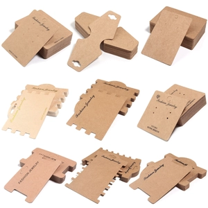 Kraft paper display cards for earrings and necklaces in various sizes and shapes